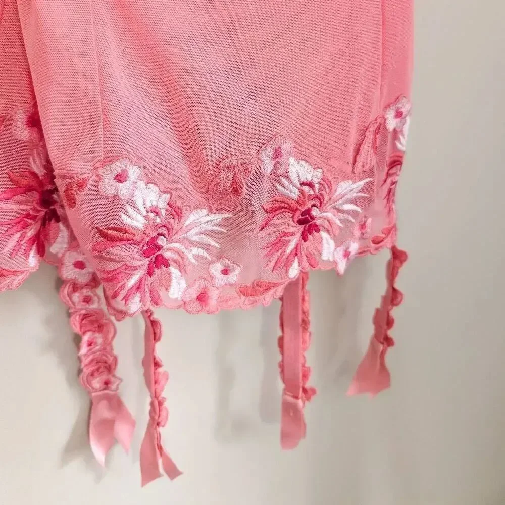 NWT La Senza Pink Floral Bustier Chemise Lingerie